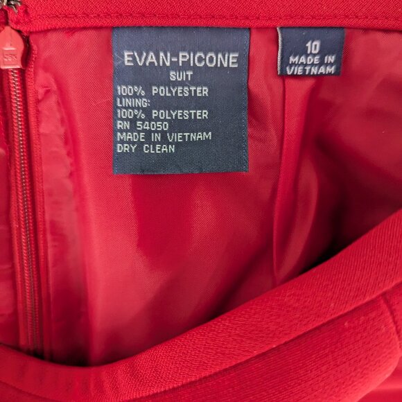 Vintage Evan Picone Women's Red 2 Piece Suit Jacket & Skirt Set, 10 - Picture 10 of 10